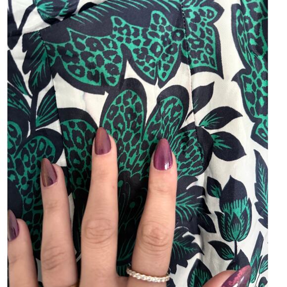 J CREW COLLECTION emerald green white floral paisley long ruffle maxi dress - Picture 14 of 15